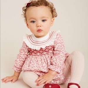 PEPA AND CO floral handsmocked cotton romper 18M
